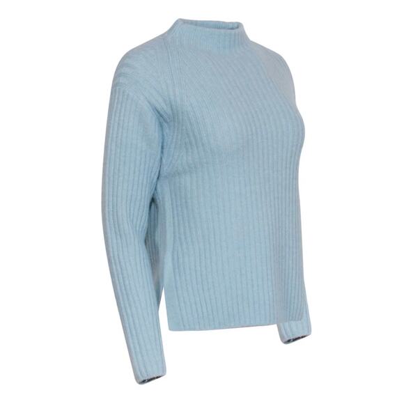 Vince Light Blue Wool Cashmere Ribbed Mock Neck Sweater Women’s Large - Picture 1 of 9